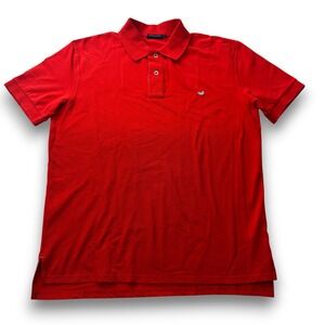 Southern Marsh Mens Red Short Sleeve Embroidered Mallard Logo Polo Shirt Large